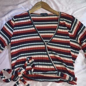 Cropped stripped long sleeve shirt